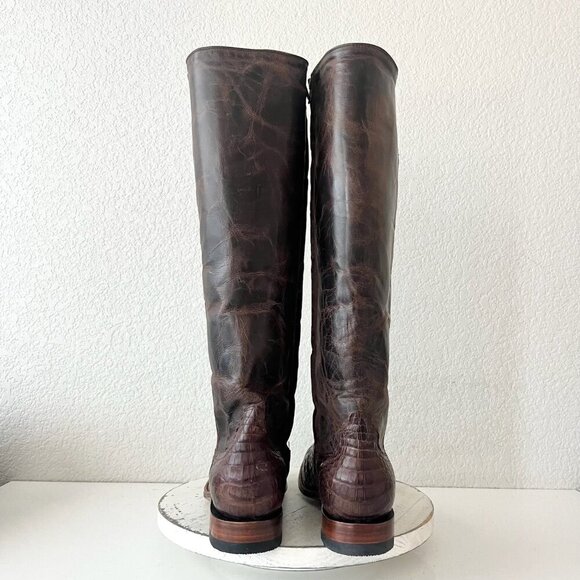 NEW Rod Patrick Womens Riding Cowboy Boots 9.5B Brown Caiman Exotic Western Tall - Picture 3 of 11